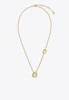 Fendi Women Everround Metal Necklace With Rhinestones In Gold