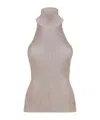 Fendi Dove Grey Wool And Viscose Top In Nude