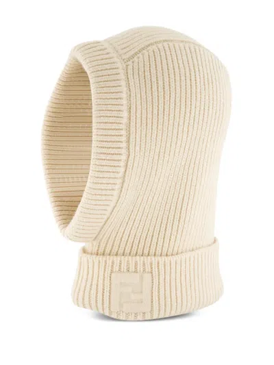 Fendi Ribbed Balaclava In Neutrals