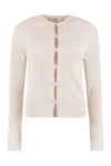 Fendi Ribbed Cardigan With Cut-outs In Ivory