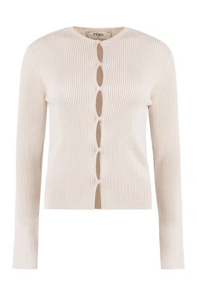 FENDI FENDI RIBBED CARDIGAN