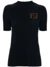 FENDI RIBBED COTTON T-SHIRT