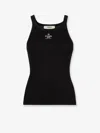 Fendi Ribbed Cotton Tank Top In Black