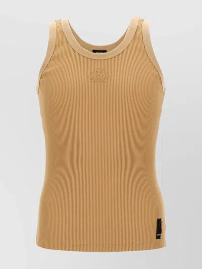 FENDI RIBBED CREW NECK CREST TANK TOP
