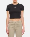 Fendi Logo Cotton Cropped T-shirt In Black