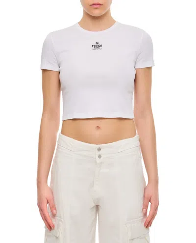 Fendi Logo Cotton-blend Top In White