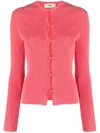 Fendi Ribbed Texture Long Sleeves Round Neck In Pink