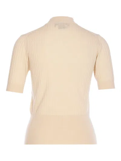 Fendi Ribbed High-neck Sweater In Neutral