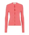 Fendi Ribbed-knit Cotton-blend Cardigan In Pink
