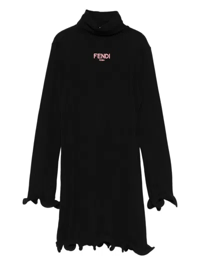 Fendi Ribbed-knit Dress In Multi