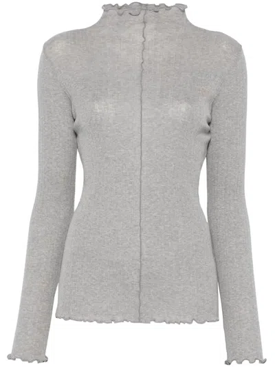 Fendi Ribbed-knit Top In Gray
