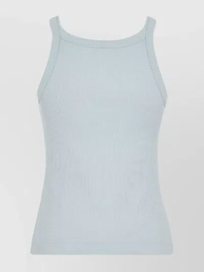 Fendi Ribbed Scoop Neck Sleeveless Top In Clear Blue