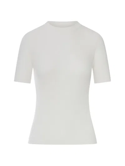 Fendi Ribbed Short-sleeve Sweater In White