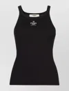Fendi Ribbed Cotton Jersey Tank Top In Black