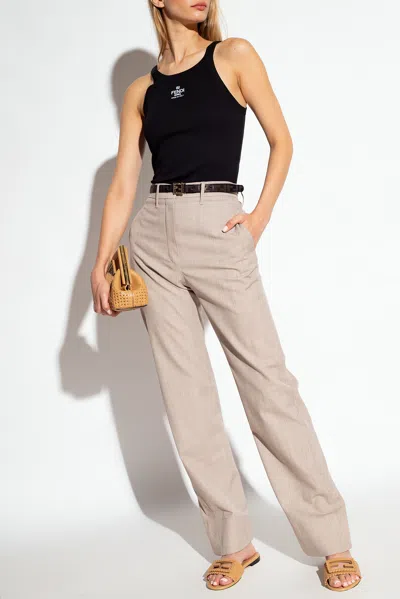 Fendi Ribbed Tank Top In Black