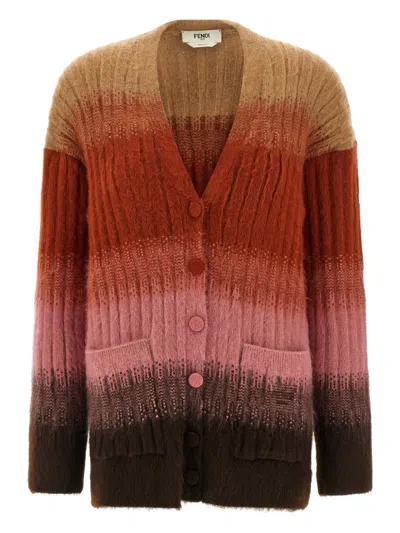 FENDI RIBBED VANISÉ CARDIGAN