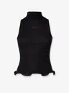 Fendi High Neck Sleeveless Ribbed Top In Black