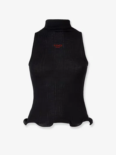 FENDI RIBBED VIRGIN WOOL TOP