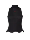 Fendi High Neck Fitted Sleeveless Top With Ruffles Clothing In Black