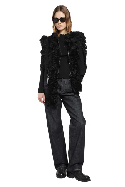Fendi Ribbed Wool Jumper In Black