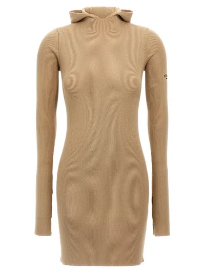 Fendi Wool And Silk Dress In Gold