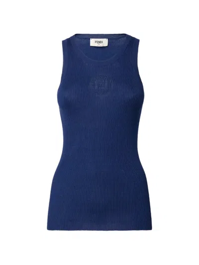 Fendi Ribbed-knit Ff-motif Top In Multi