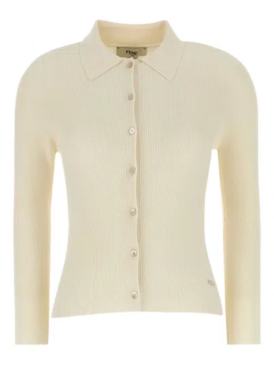 Fendi Ribbed-knit Shirt In Yellow