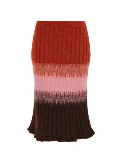 Fendi Ribbed-knit Striped Midi Skirt In Multi
