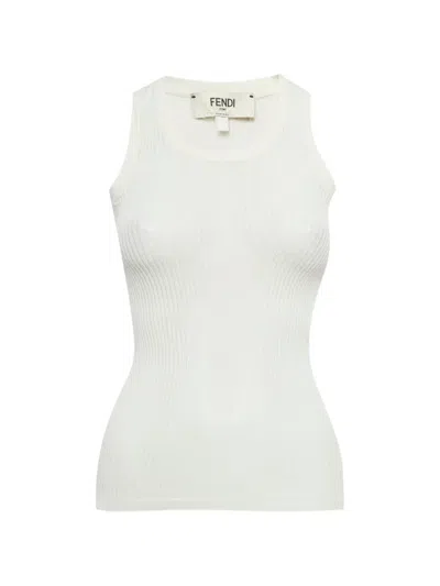 Pre-owned Fendi Rib-knit Tank Top In Neutral