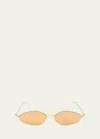 Fendi Rimless Geometric Metal Aviator Sunglasses In Sengld/brnmr