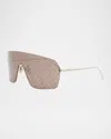 Fendi First Crystal Rectangular Sunglasses, 139mm In Gold Brown