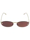 Fendi Rimless Oval-frame Crystal-embellished Gold-tone Sunglasses In 30y - Yellow