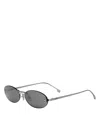 Fendi Fe4075us Oval-frame Metal Sunglasses In Gray/gray Solid