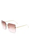 Fendi Rimless Square Sunglasses, 59mm In Brown
