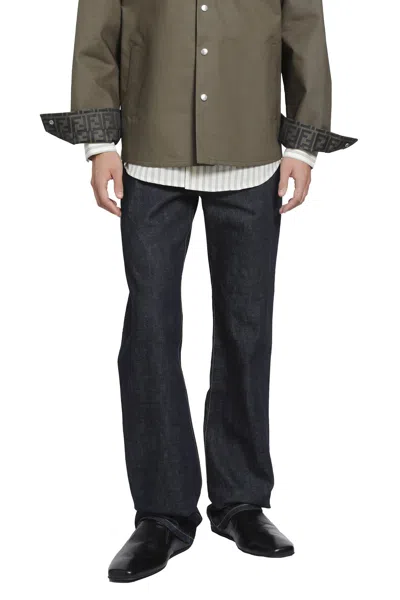 Fendi Rinse Denim Long Jeans In Blue