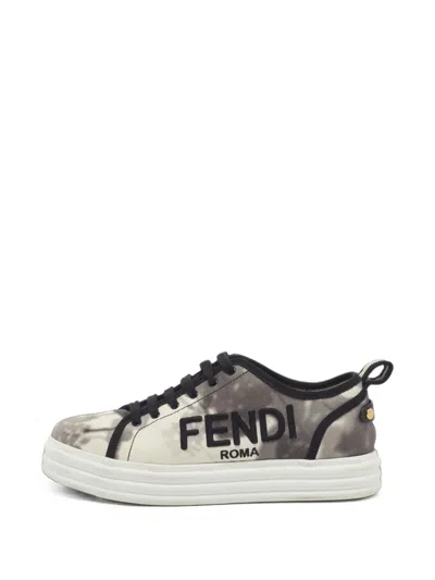 Pre-owned Fendi Rise Lace-up Sneakers In Neutrals