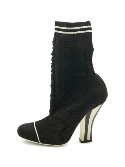 Pre-owned Fendi Rockoko Ankle-length Boots In Black