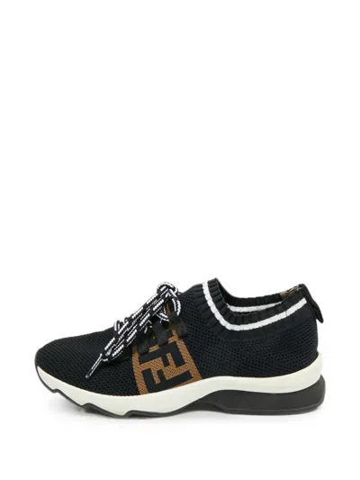 Pre-owned Fendi Rockoko Low-top Sneakers In Black