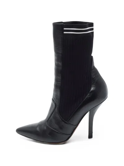 Pre-owned Fendi Rockoko Sock Ankle Boots In Black