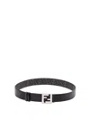 Fendi Men's Ff Squared Leather And Canvas Reversible Belt In Black  