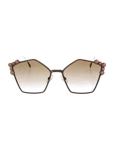 Pre-owned Fendi Rockstud Accents Oversize Sunglasses In Multi