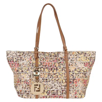 Pre-owned Fendi Roll Bag Beige Canvas Handbag () In Sand