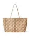 Fendi Borsa Shopping Roll Grande In Paglia Ricamata Donna