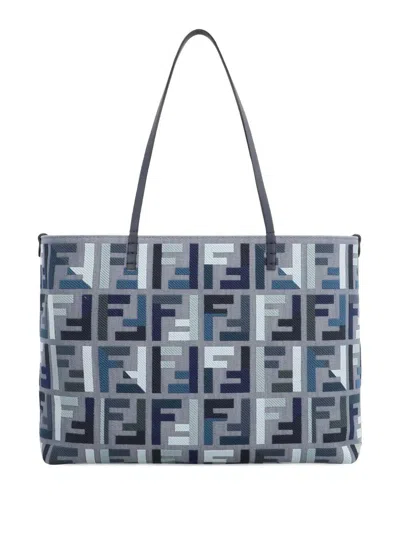Fendi Roll Large Canvas Shopper With Ff Embroidery
