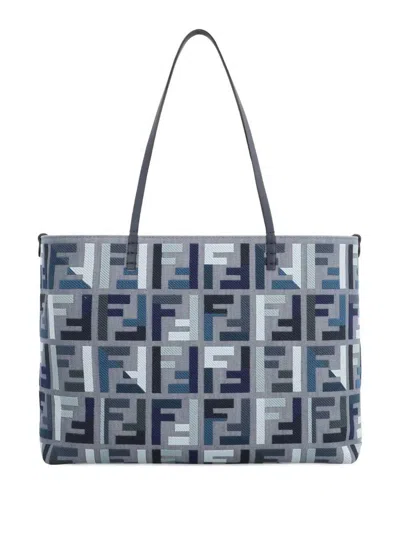 Fendi Roll Large Canvas Shopper With Ff Embroidery Bags