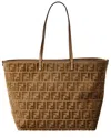 Fendi Women Embroidered Chenille Large Roll Shopping Bag In Brown