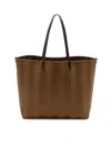 Fendi Borsa Shopping Roll Large Motivo Pequin E Ff In Brown