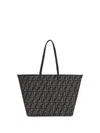 Fendi Women Roll Large Shopper Bag With All-over Ff Motif In Black