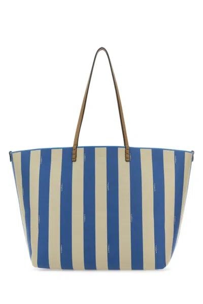 Fendi Large Reversible Shopping Bag With Embroidered Fabric In Multicolor
