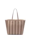 Fendi Reversible Shopper In Pequin Striped And Dove Grey Ff Fabric In Beige